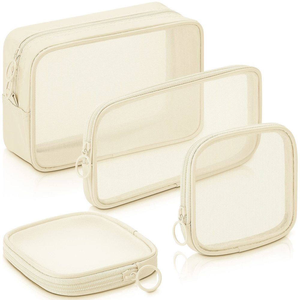 4 Pcs Mesh Makeup Bag Mesh Cosmetic Bag Travel Toiletry Pouch With Zipper Mini🐶